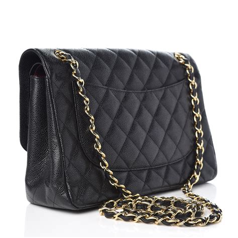 chanel jumbo so black|CHANEL Caviar Quilted Jumbo Double Flap Black.